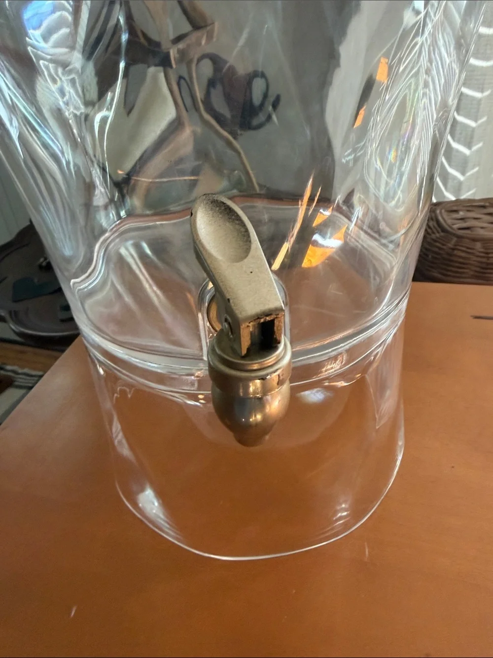 Clear Acrylic Beverage Dispenser with Brass Spigot -